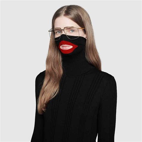 balaclava knit top black gucci|gucci turtleneck.